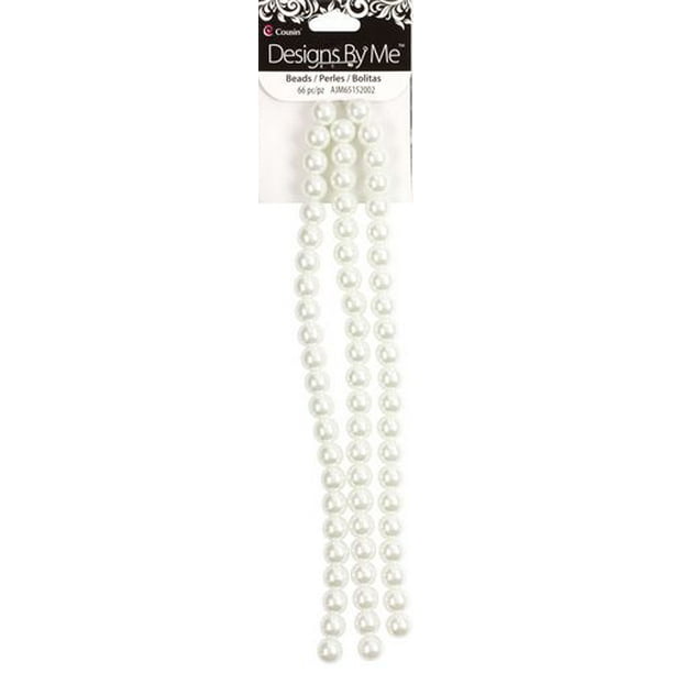 Perles en verre rondes Designs By Me de Cousin de 8 mm en blanc