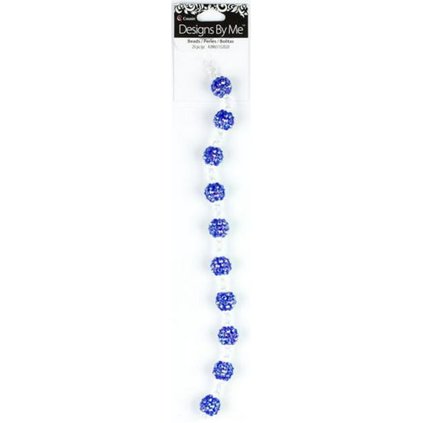 20 Corde de perles shamballa en acrylique bleues