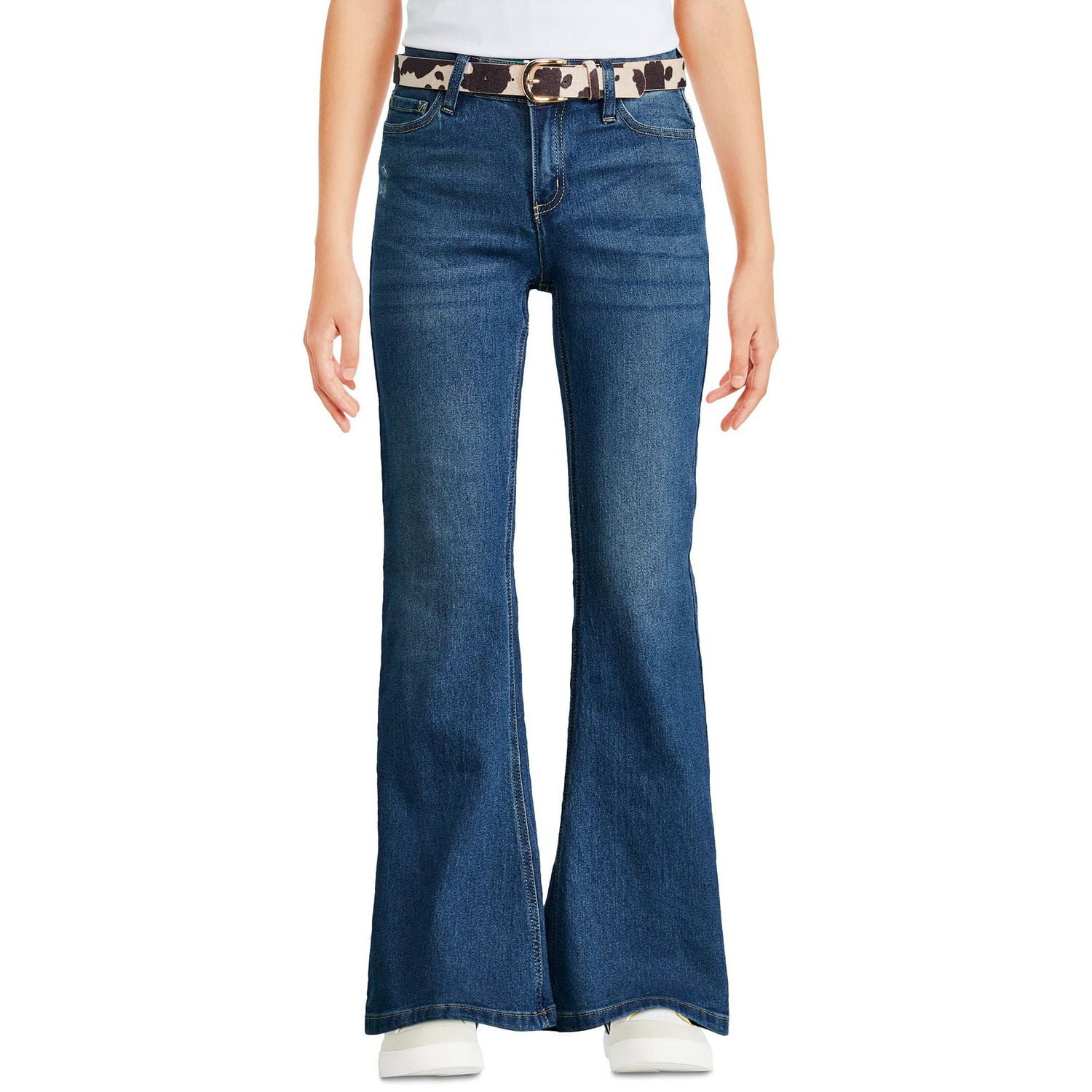 Justice Girls' Belted Flare Jean