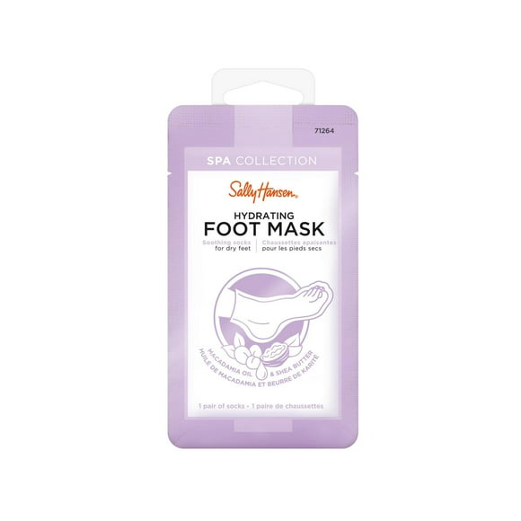 Sally Hansen Hydrating foot mask, Infused with a rich formula with Vitamin E, Macadamia, and Shea Butter, instantly relieves dry feet, At home foot spa