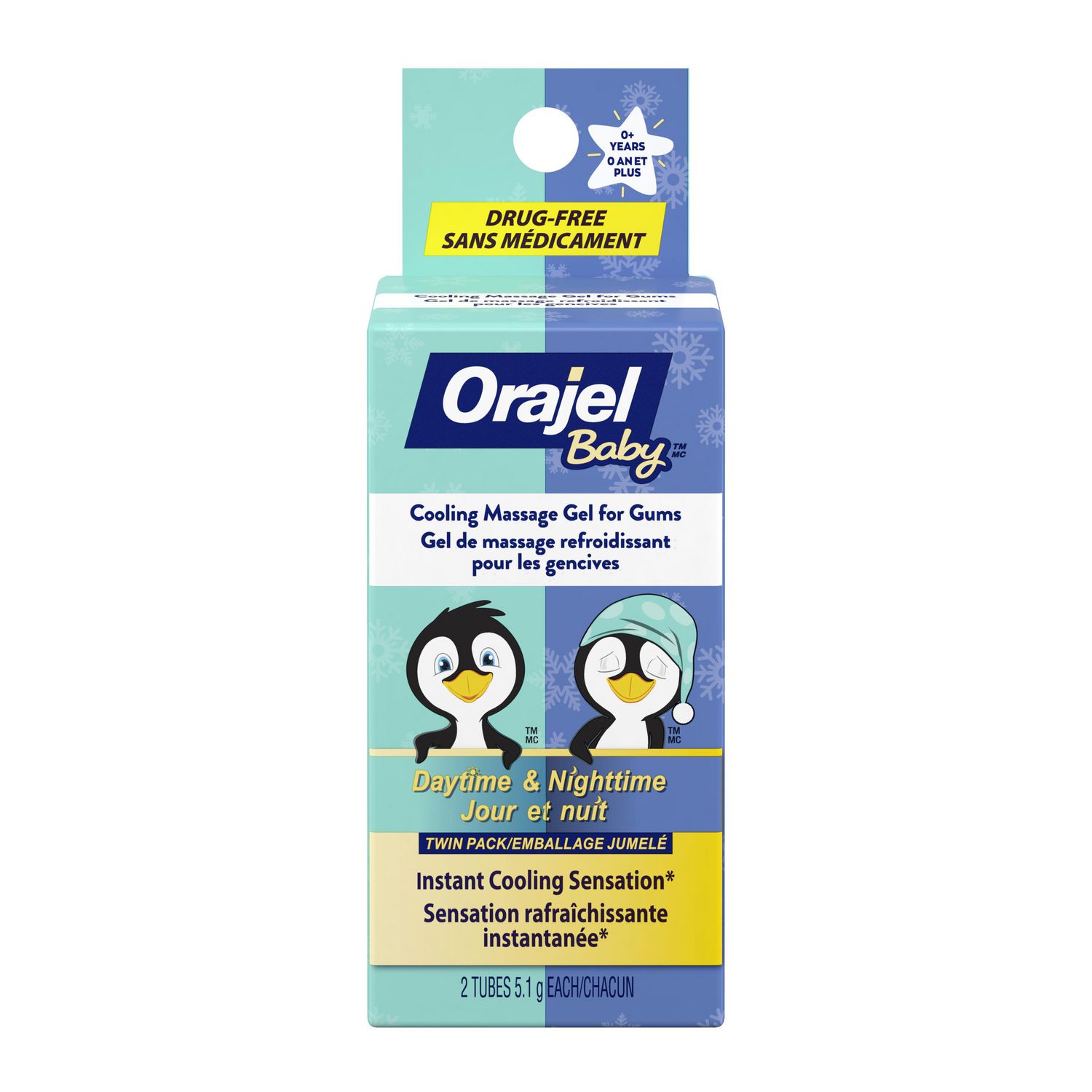 Orajel Baby Daytime and Nighttime Drug-Free Cooling Gels for gums, 2 x 5.1g