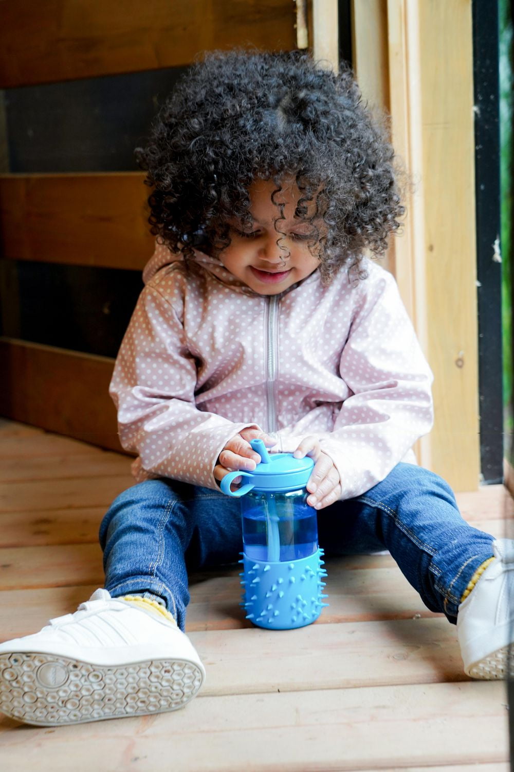 Toddler and Kids Spikey Water Bottle with Straw and handle