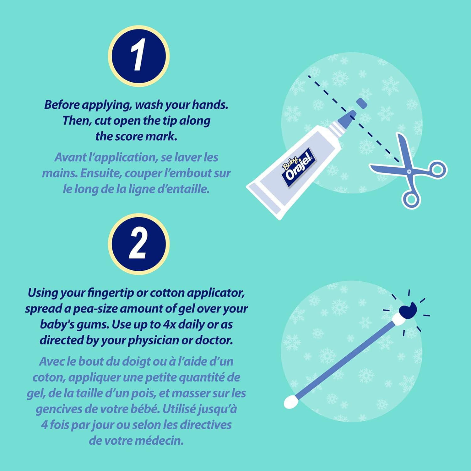 Baby Orajel gels rafraîchissants pour la poussée de dents Emballage Jumelé, Jour & pour la nuit