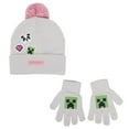 thumbnail image 1 of Minecraft Pink Pom-Pom Beanie Hat And Gloves Set, 1 of 6