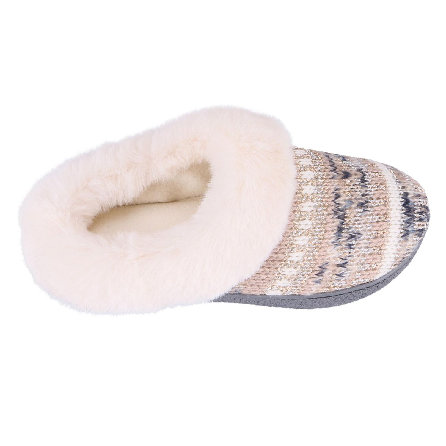 Isotoner® Women's Zara Lurex Knit Hoodback with Faux Fur Cuff, Sizes from Small to Extra Large