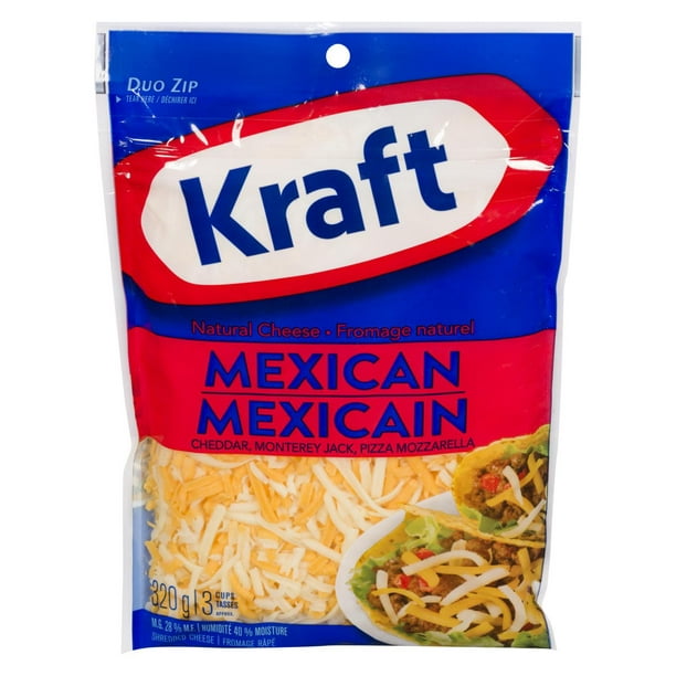 Fromage naturel mexican râpé de Kraft 320 g