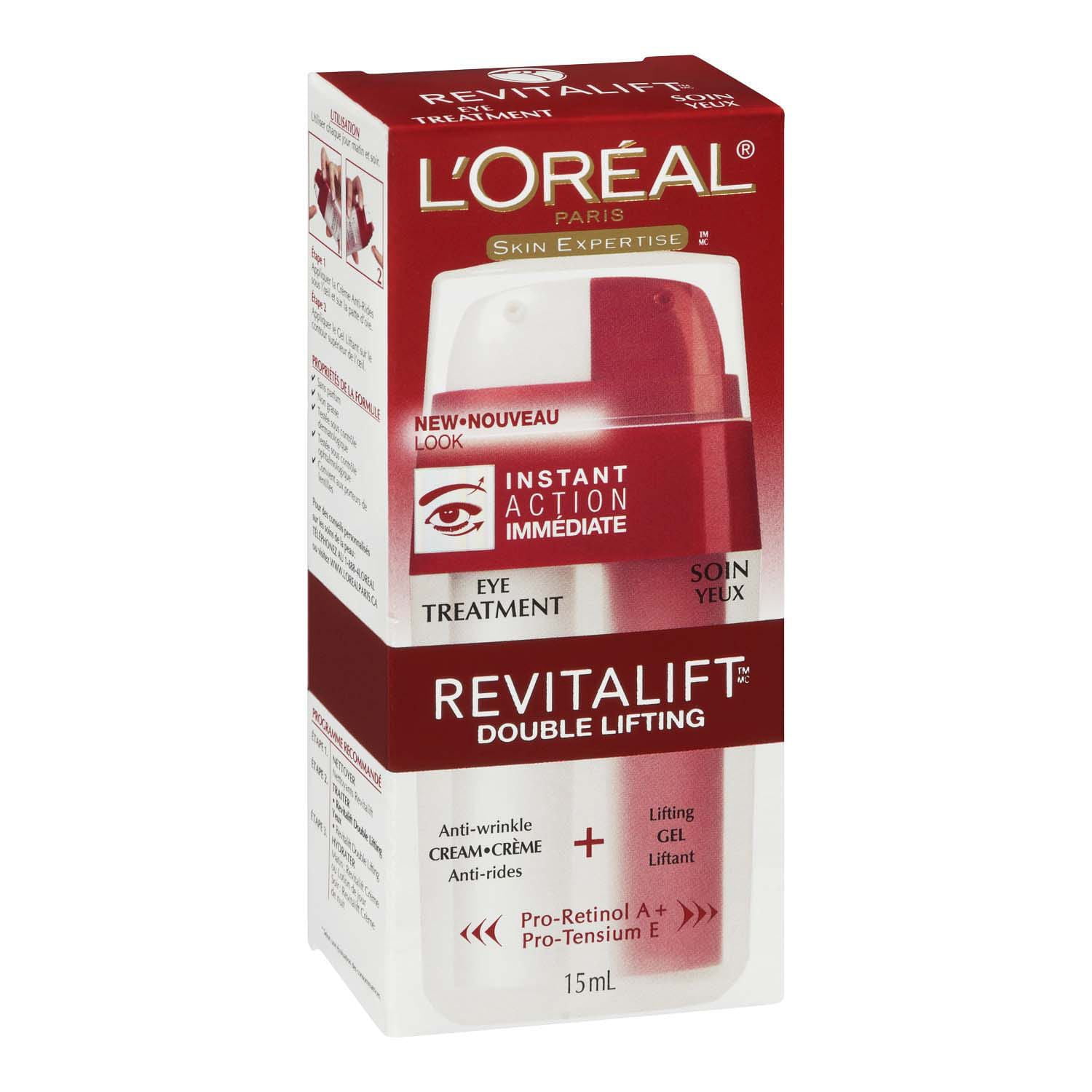 L Oreal Paris Revitalift Double Lifting Anti Aging Eye Cream With Pro Retinol Pro Tensium E 15 Ml Walmart Canada