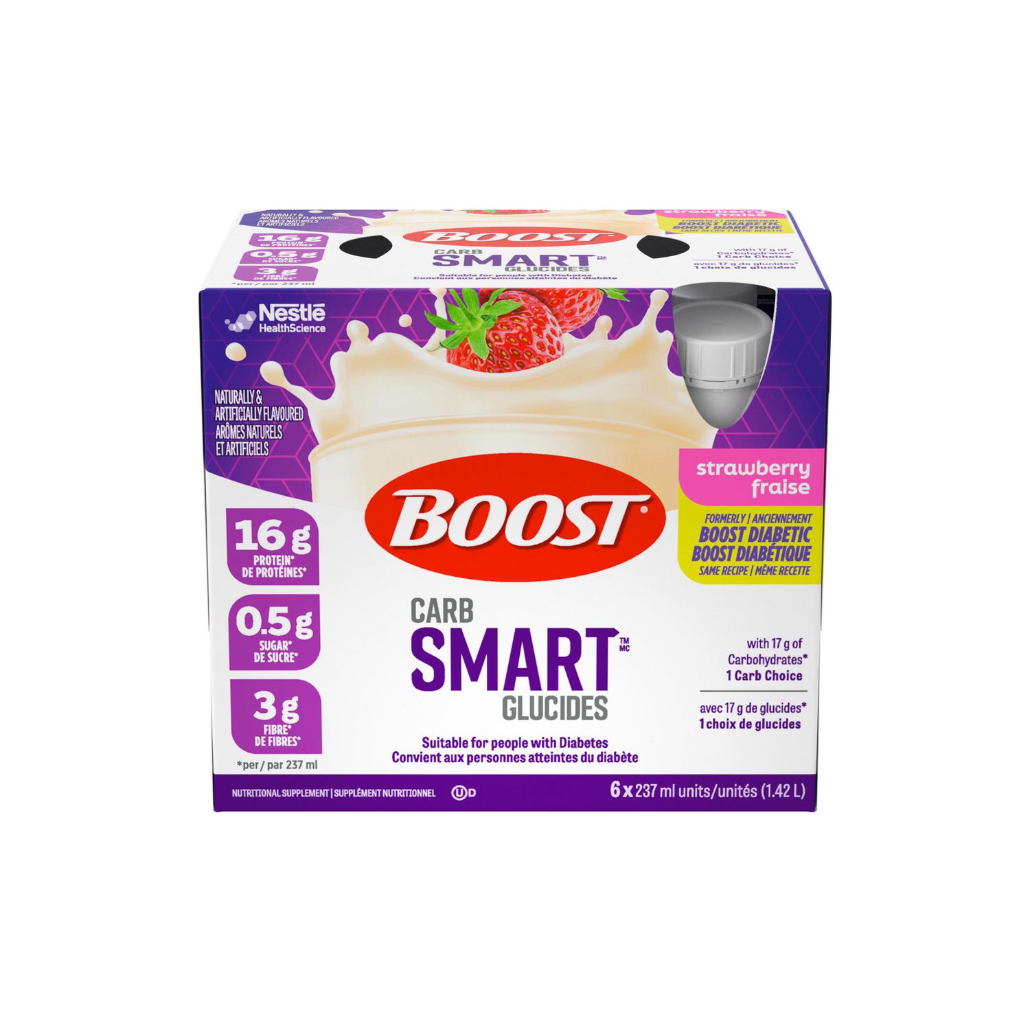 BOOST Diabetic Nutritional Supplement Strawberry 1.42 L