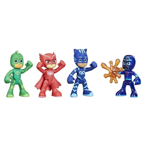 Pyjamasques, figurines Mission de nuit, jouet préscolaire phosphorescent  pour enfants avec 4 figurines et 1 accessoire, dès 3 ans 