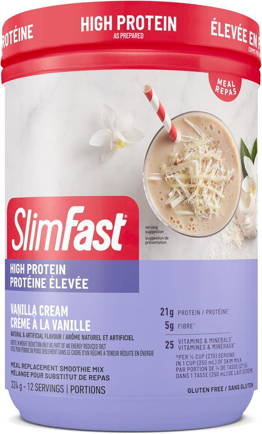 SlimFast Advanced Nutrition Hunger Control Smoothie High Protein Vanilla Cream Meal Replacement Shake Mix