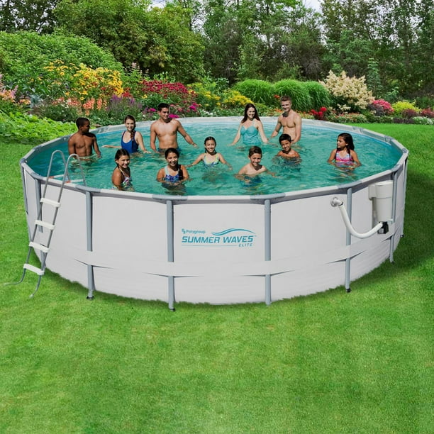 Summer Waves Elite Ensemble de piscine à cadre métallique Pro Series 15' (4,57m) de circonférence x 48'' (1,22m) de profondeur