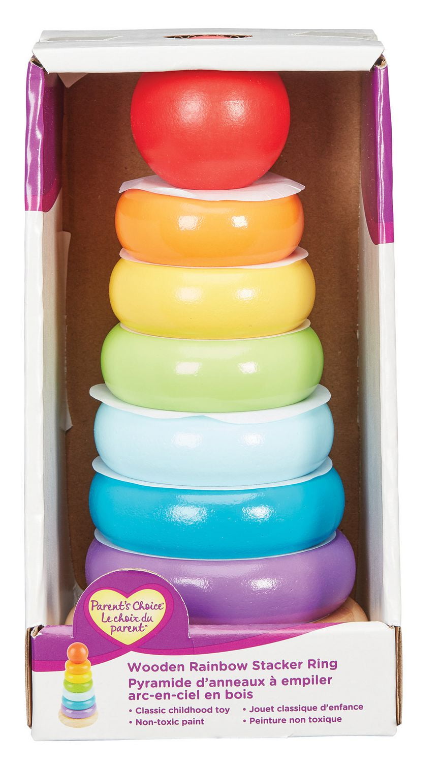 Pyramide D Anneaux A Empiler Arc En Ciel Le Choix Du Parent En Bois Walmart Canada