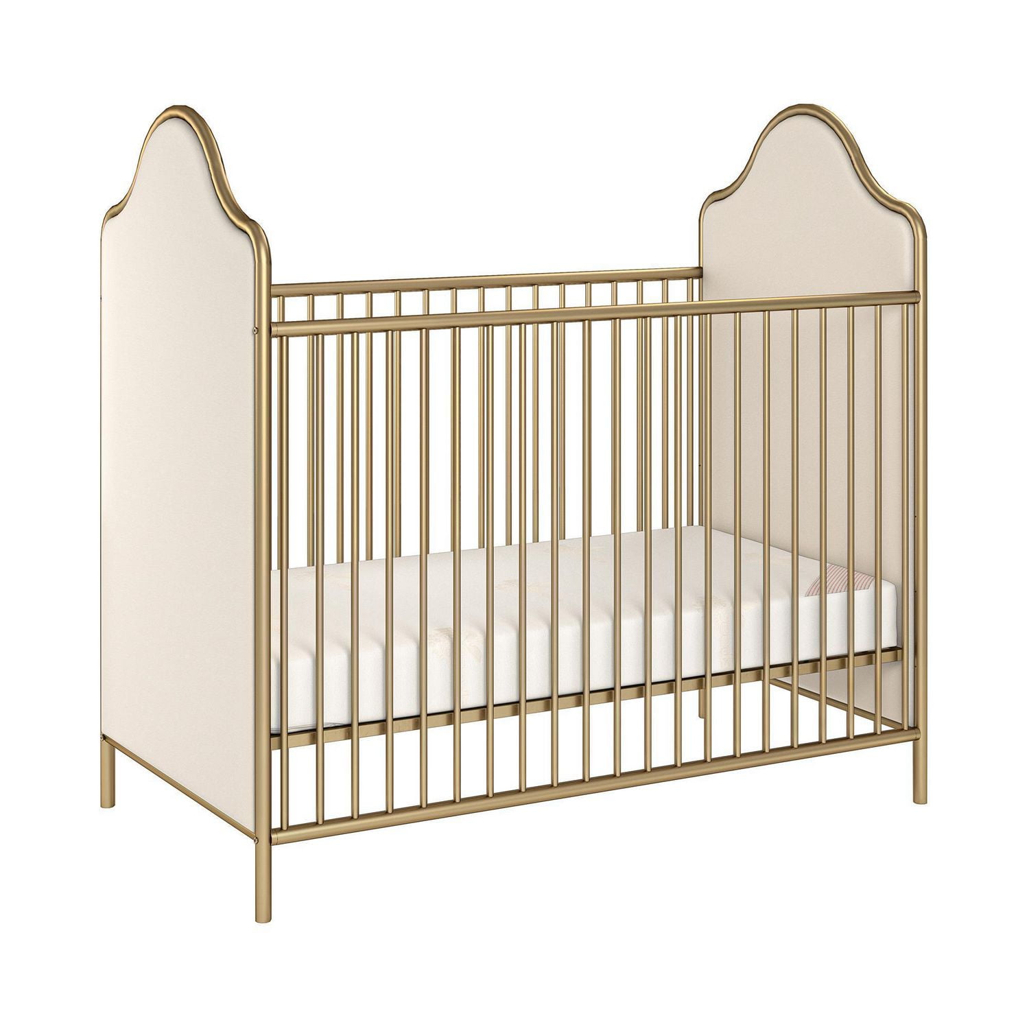 Piper Upholstered Convertible Cream Metal Crib Walmart