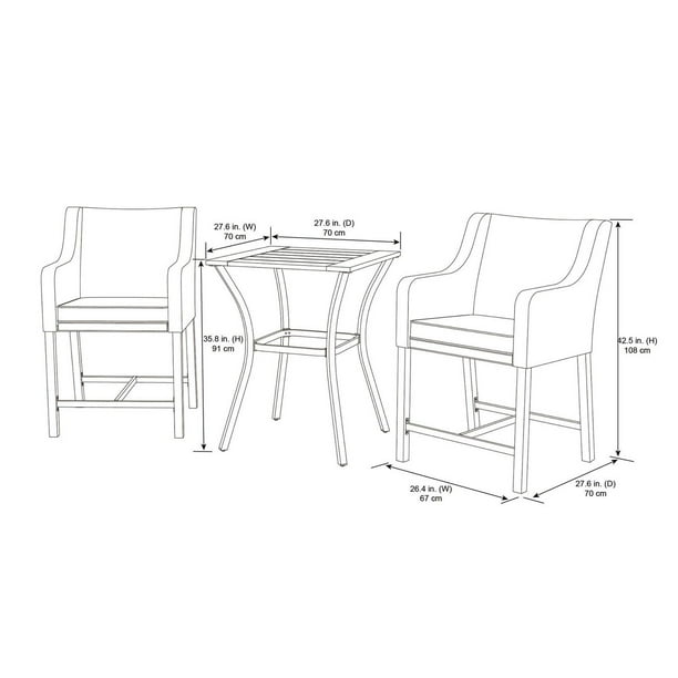 Better Homes & Gardens Hawthorne Park 3-Piece Outdoor High Dining Set 