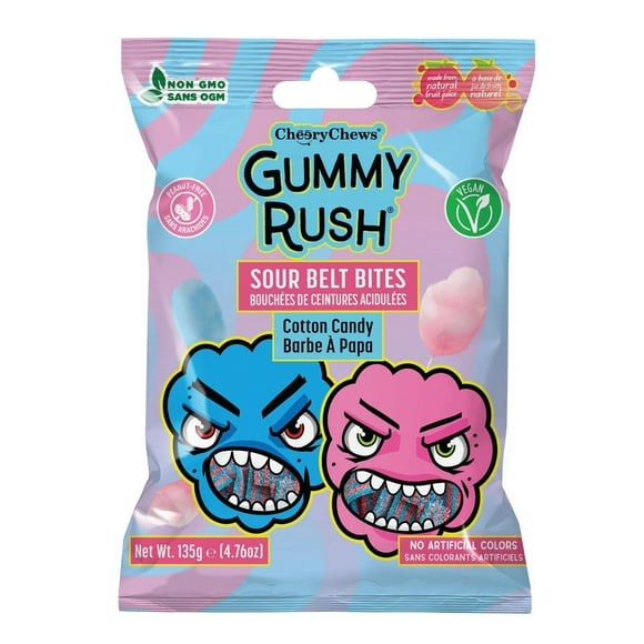Gummy Rush Sour Belt Bites  - Cotton Candy 60g