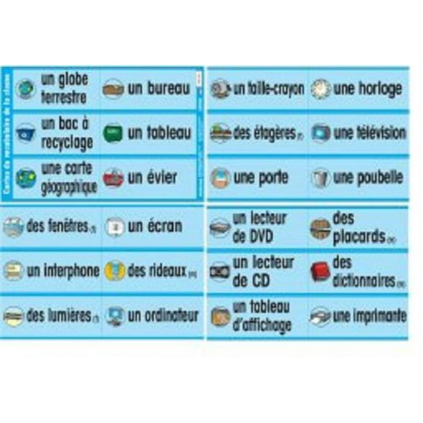 Cartes de vocabulaire de classe en français