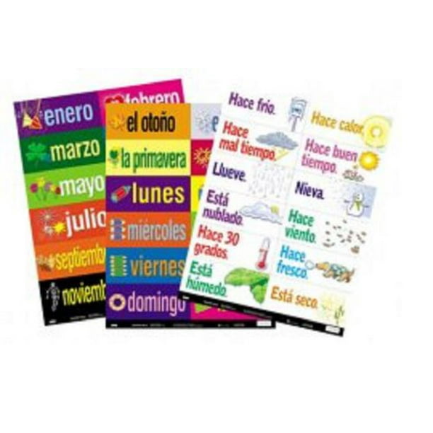 Ens. cartes de mois, jours, saisons en espagnol de Poster Pals