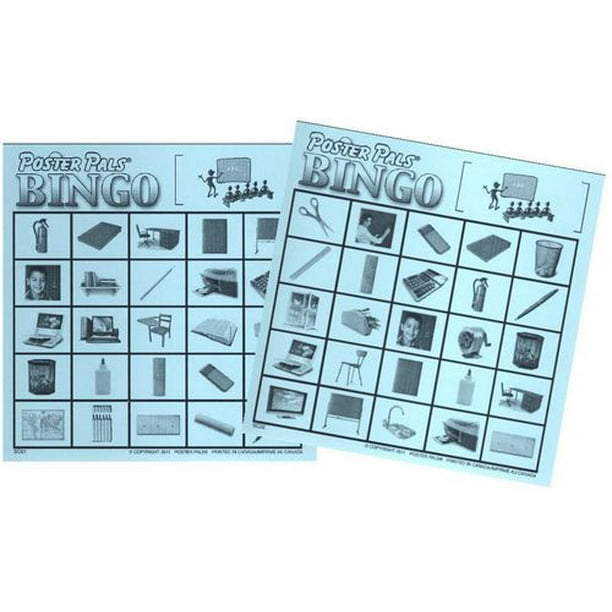 Ens. jeu de bingo objets salle de classe en Espagnol de Poster Pals