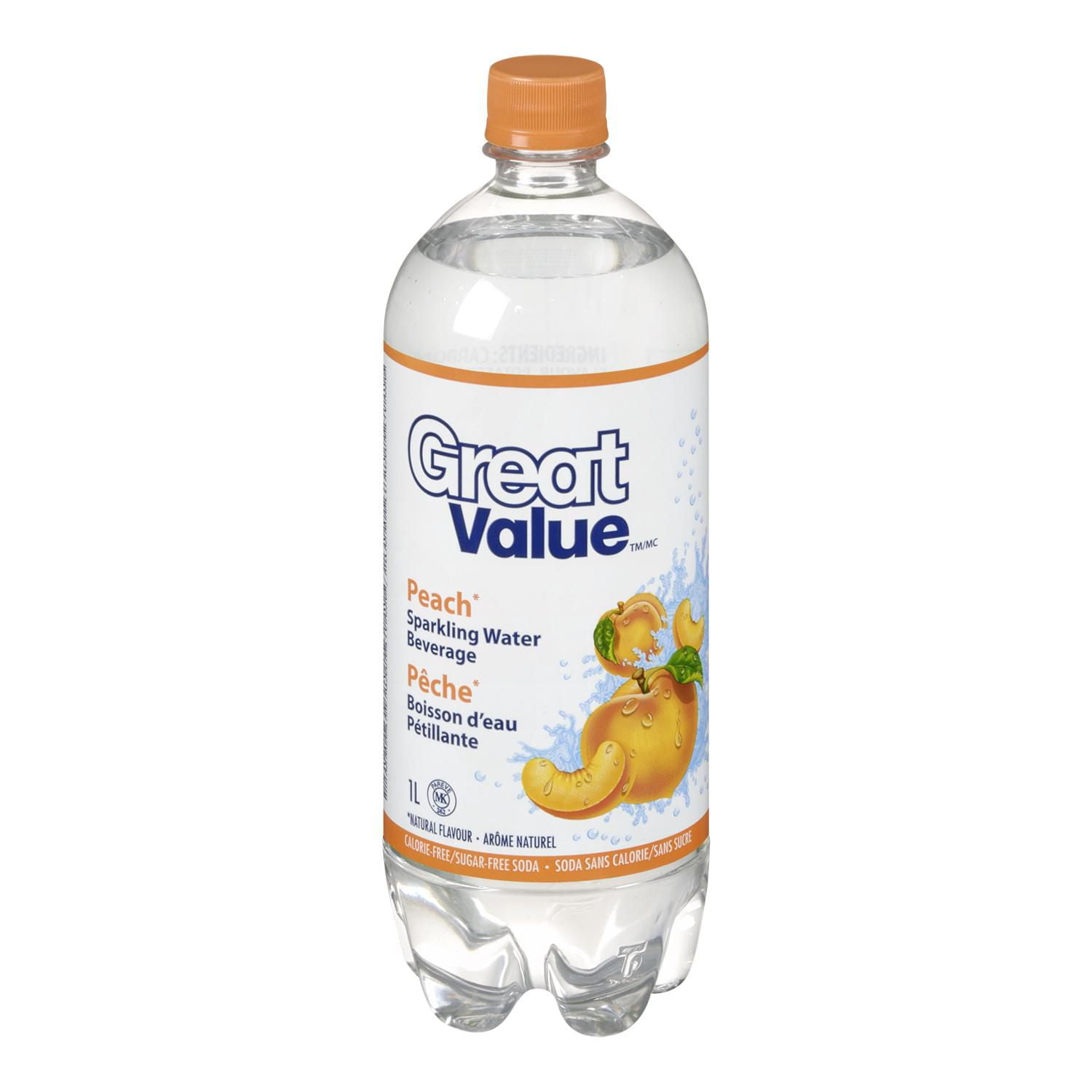 Great Value Peach Sparkling Water Beverage Walmart Canada