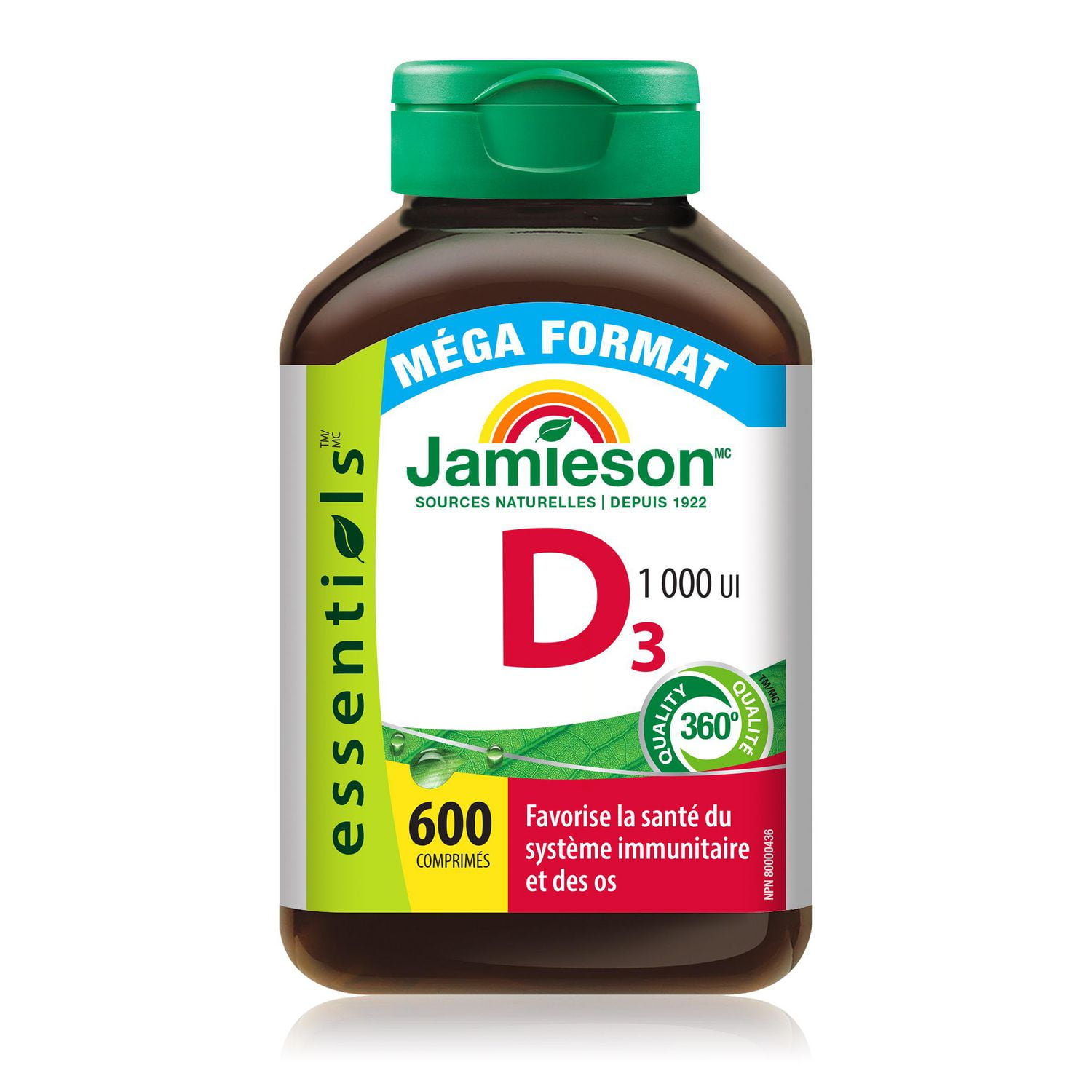 Jamieson Comprimés de Vitamine D3 1 000 UI Méga Format