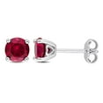thumbnail image 1 of Miabella Created Ruby Solitaire Stud Earrings in Sterling Silver, 1 of 4