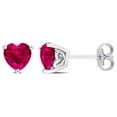 thumbnail image 1 of Miabella Created Ruby Solitaire Heart Stud Earrings in Sterling Silver, 1 of 4