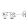 thumbnail image 1 of Miabella Created White Sapphire Solitaire Heart Stud Earrings in Sterling Silver, 1 of 3
