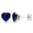 thumbnail image 1 of Miabella Created Blue Sapphire Solitaire Heart Stud Earrings in Sterling Silver, 1 of 3