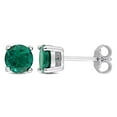 thumbnail image 1 of Miabella Created Emerald Solitaire Stud Earrings in Sterling Silver, 1 of 3