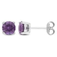 thumbnail image 1 of Miabella Simulated Alexandrite Solitaire Stud Earrings in Sterling Silver, 1 of 4