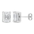 thumbnail image 1 of Miabella Emerald-Cut Moissanite Solitaire Stud Earrings in Sterling Silver, 1 of 3