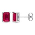 thumbnail image 1 of Miabella Emerald-Cut Created Ruby Solitaire Stud Earrings in Sterling Silver, 1 of 3