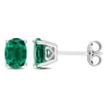 thumbnail image 1 of Miabella Created Emerald Solitaire Oval Stud Earrings in Sterling Silver, 1 of 3