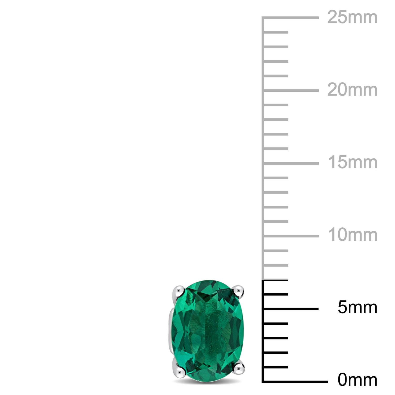 Miabella Created Emerald Solitaire Oval Stud Earrings in Sterling Silver