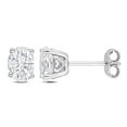 thumbnail image 1 of Miabella Created White Sapphire Solitaire Oval Stud Earrings in Sterling Silver, 1 of 3