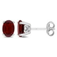 thumbnail image 1 of Miabella Garnet Solitaire Oval Stud Earrings in Sterling Silver, 1 of 3