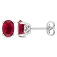 thumbnail image 1 of Miabella Created Ruby Solitaire Oval Stud Earrings in Sterling Silver, 1 of 3