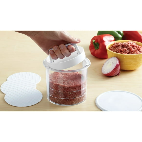 Ens. de presse à hamburger couvercle de rangement et disques multicouches Burgers on the Go de Mr.Bar-B-Q