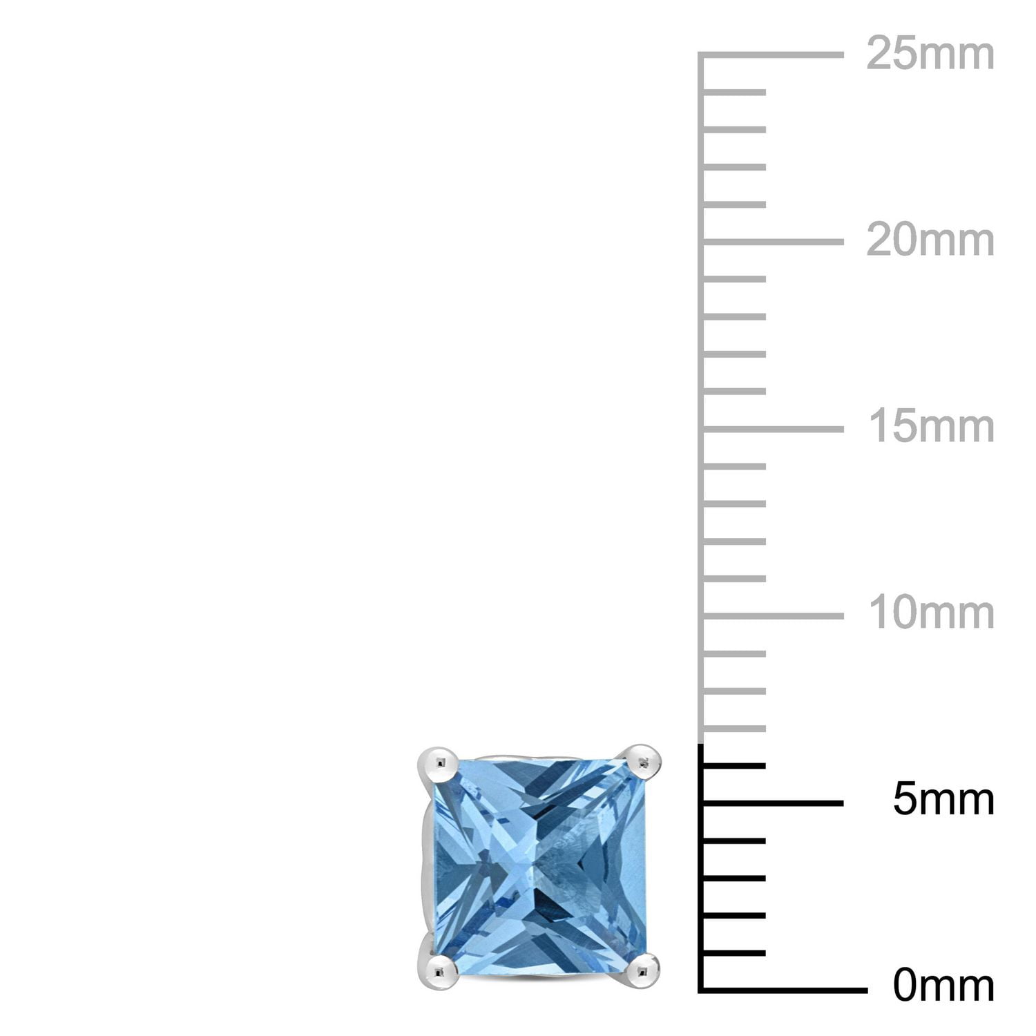 Miabella Princess-Cut Created Spinel Solitaire Stud Earrings in Sterling Silver