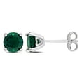 thumbnail image 1 of Boucles d'oreilles Miabella à Solitaire Émeraude Synthétique en Argent Sterling, 1 of 4