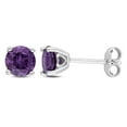 thumbnail image 1 of Miabella Simulated Alexandrite Solitaire Stud Earrings in Sterling Silver, 1 of 4