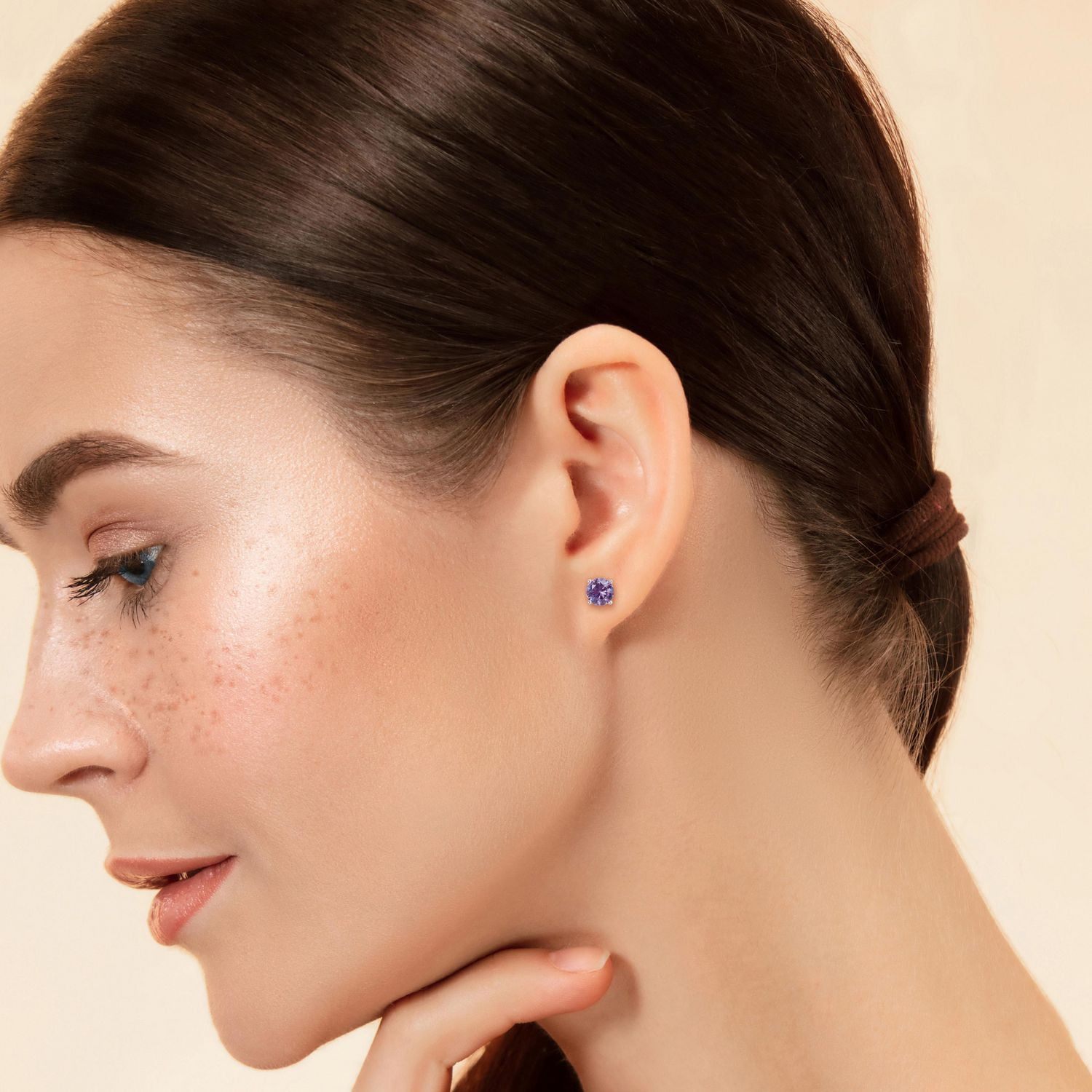 Boucles d'oreilles Miabella à Solitaire Alexandrite Simulé en Argent Sterling