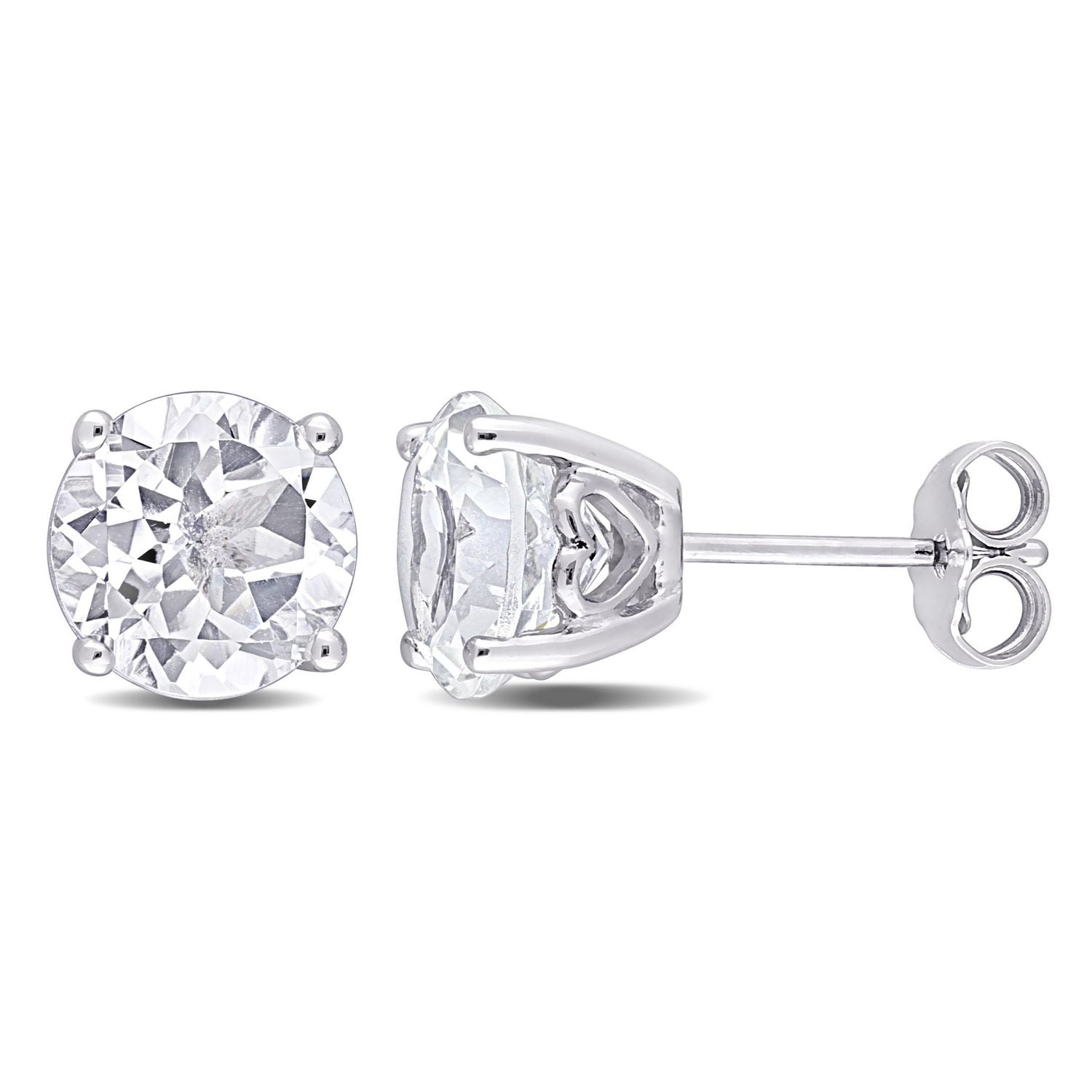 Miabella White Topaz Solitaire Stud Earrings in Sterling Silver