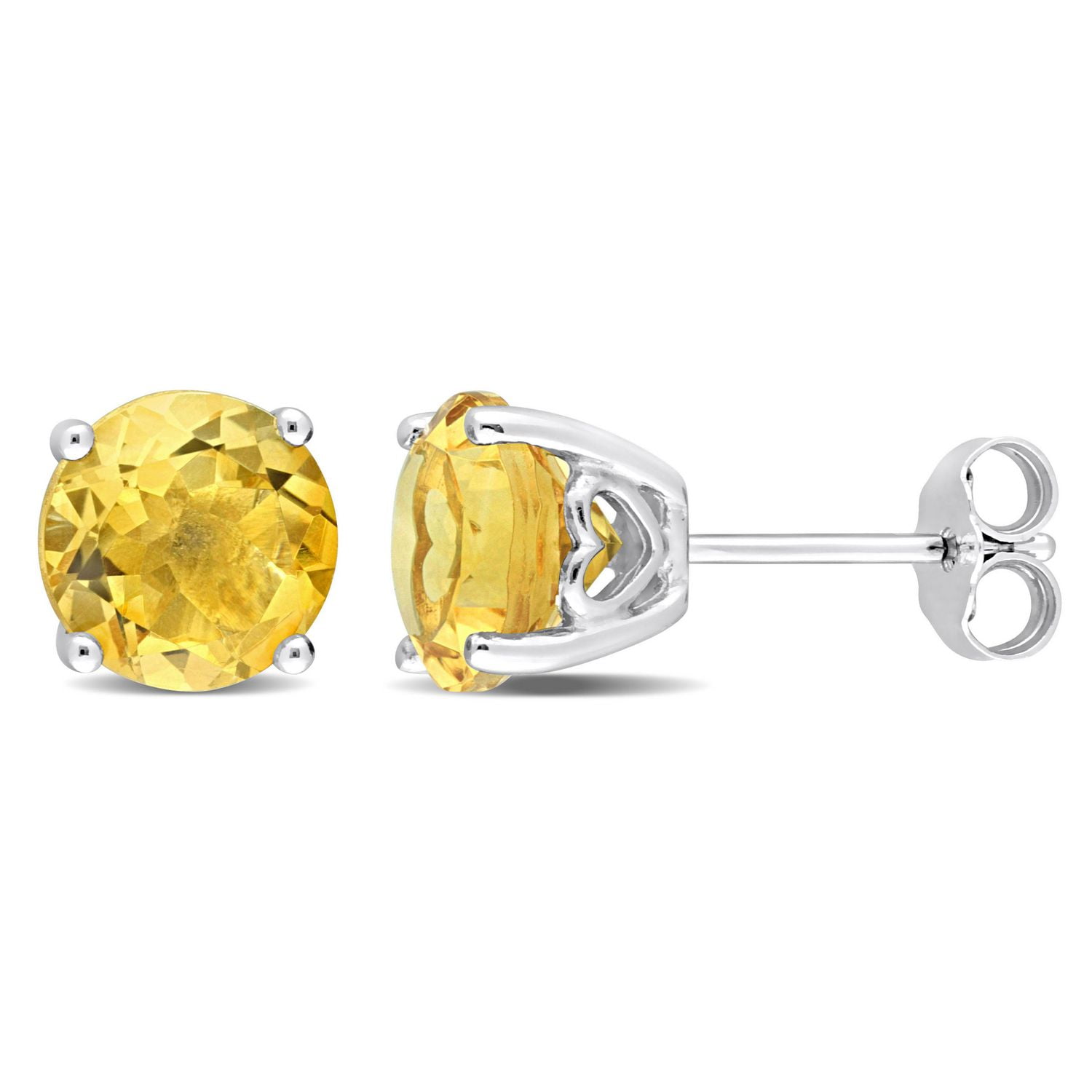Miabella Citrine Solitaire Stud Earrings in Sterling Silver