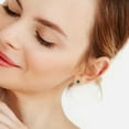 thumbnail image 4 of Miabella Created Emerald Solitaire Heart Stud Earrings in Sterling Silver, 4 of 4