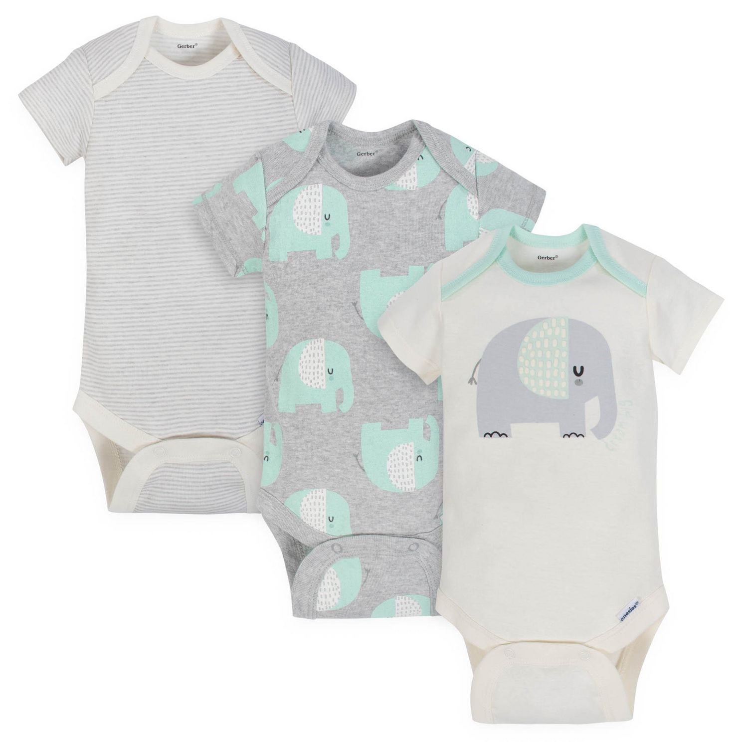 Gerber Unisex 3 Pack White Organic Long Sleeve Onesies Various Sizes Bodysuits