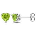 thumbnail image 1 of Miabella Peridot Solitaire Heart Stud Earrings in Sterling Silver, 1 of 4