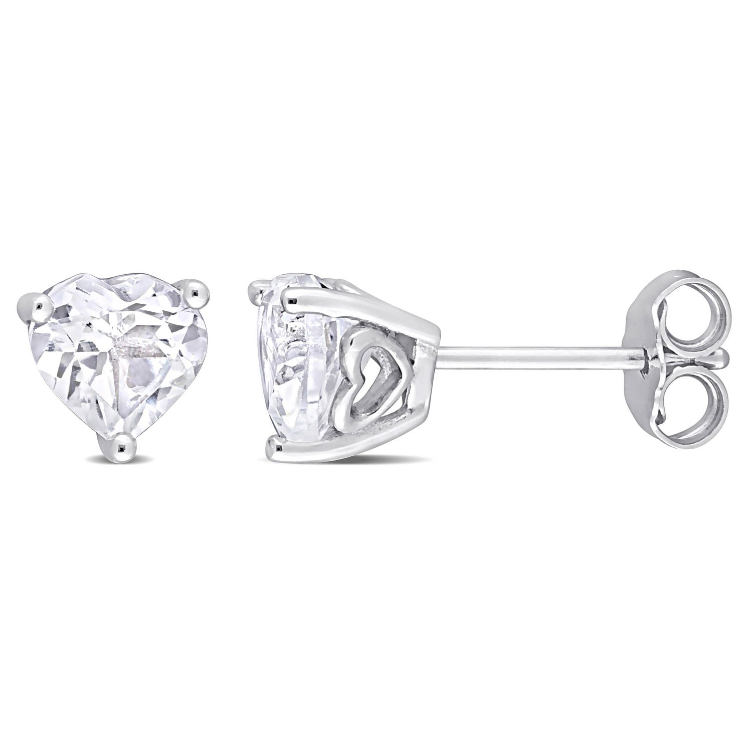 Boucles d'oreilles Miabella à Solitaire Cœur Topaze Blanche en Argent Sterling