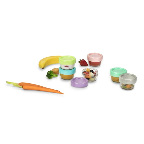 melii Glass Baby Food Freezer Jars, Snack Container with Lids, BPA