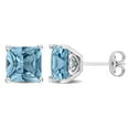 thumbnail image 1 of Miabella Princess-Cut Created Spinel Solitaire Stud Earrings in Sterling Silver, 1 of 4